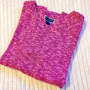KAREN SCOTT XL, 3/4 length sleeves. Marble Fuchsia Pullover, Crew Neck